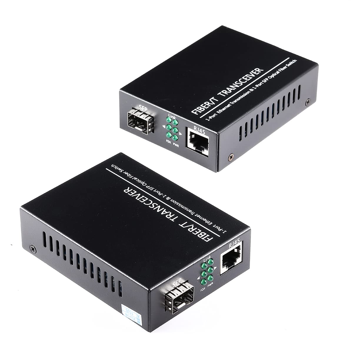 Lot de 2 convertisseurs de médias Ethernet à fibre Gigabit 1,25 G/s 10/100/1000Base-Tx vers 1000Base-SX SMF RJ45 vers SFP, prend en charge les modules SFP Gigabit jusqu'à 120 km