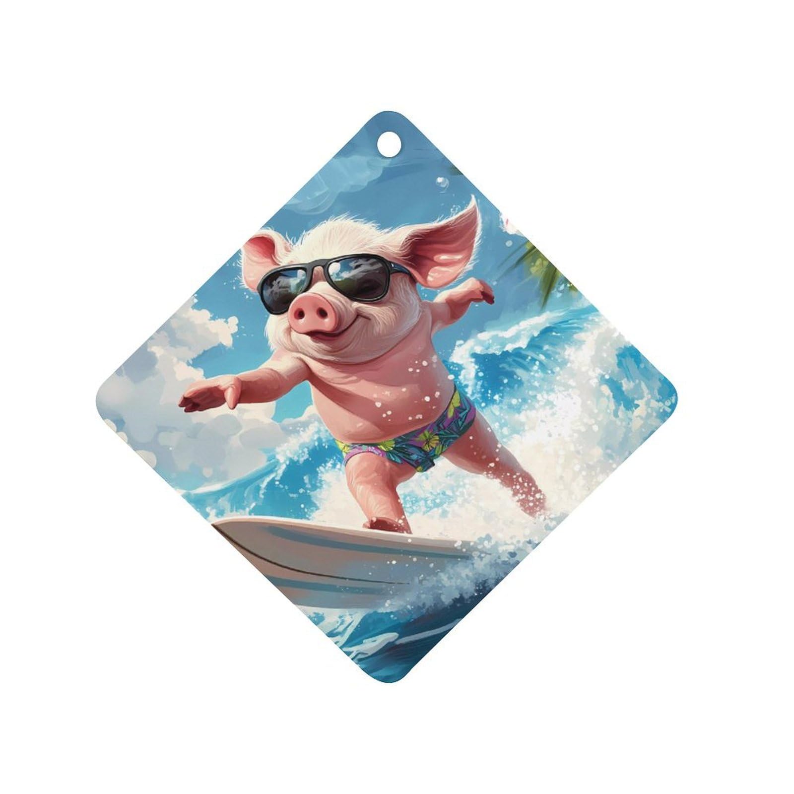 Pigs Surfing Car Air Freshener Hanging Aromatherapy Tablets for Car Accessories Rhombus