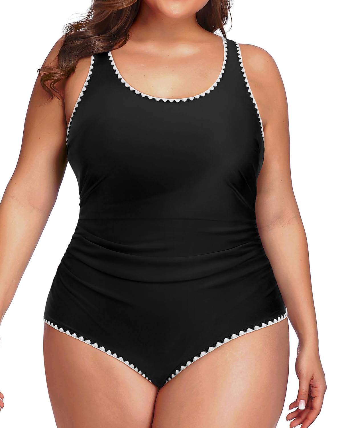 Daci Women Black Plus Size One Piece Swimsuit Tummy - competitive swimwear | Mubboo