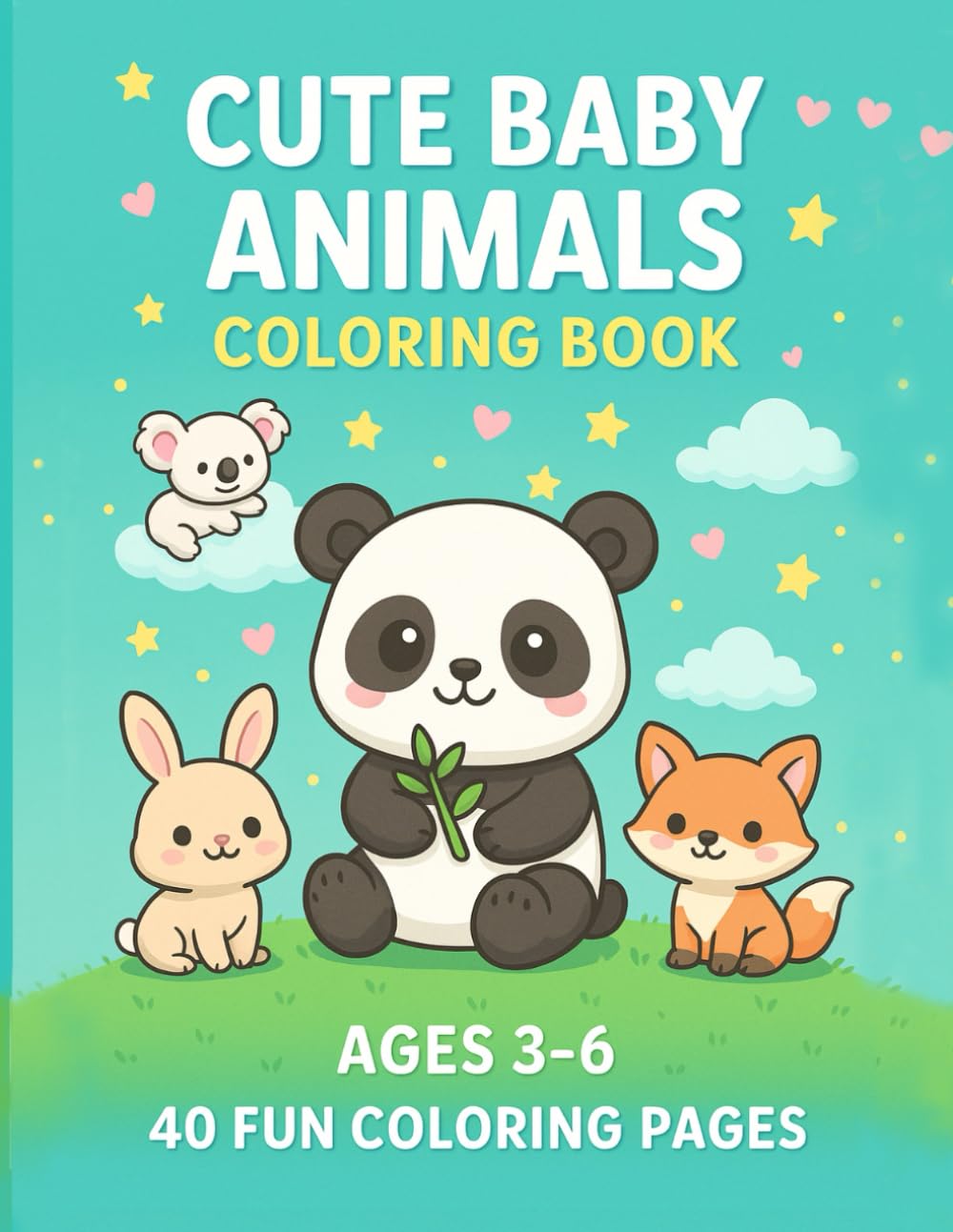 Cute Baby Animals Coloring Book: Ages 3–6 | 40 Fun Coloring Pages for Kids