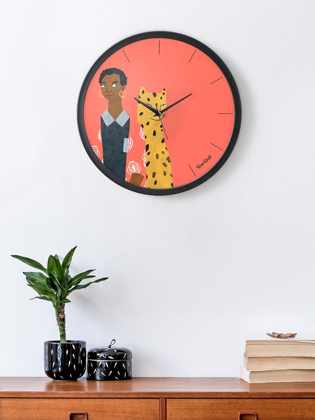 Green Girgit Leopard Adventure Multicolor Wall Clock| Quirky Wall Clock| Plastic Wall Clock| Kids Room Wall Clock| 13Inch Wall Clock