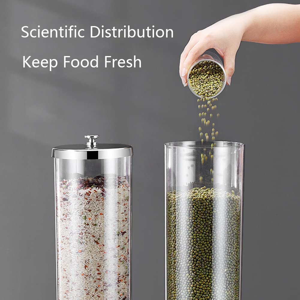 Individual/Doble/Triples Dispensador De Cereales Encimera, Dispensador De Alimentos Secos Contenedores De Cereales Dispensador De Almacenamiento Con Barril De PC Y Base De Madera,3.5L