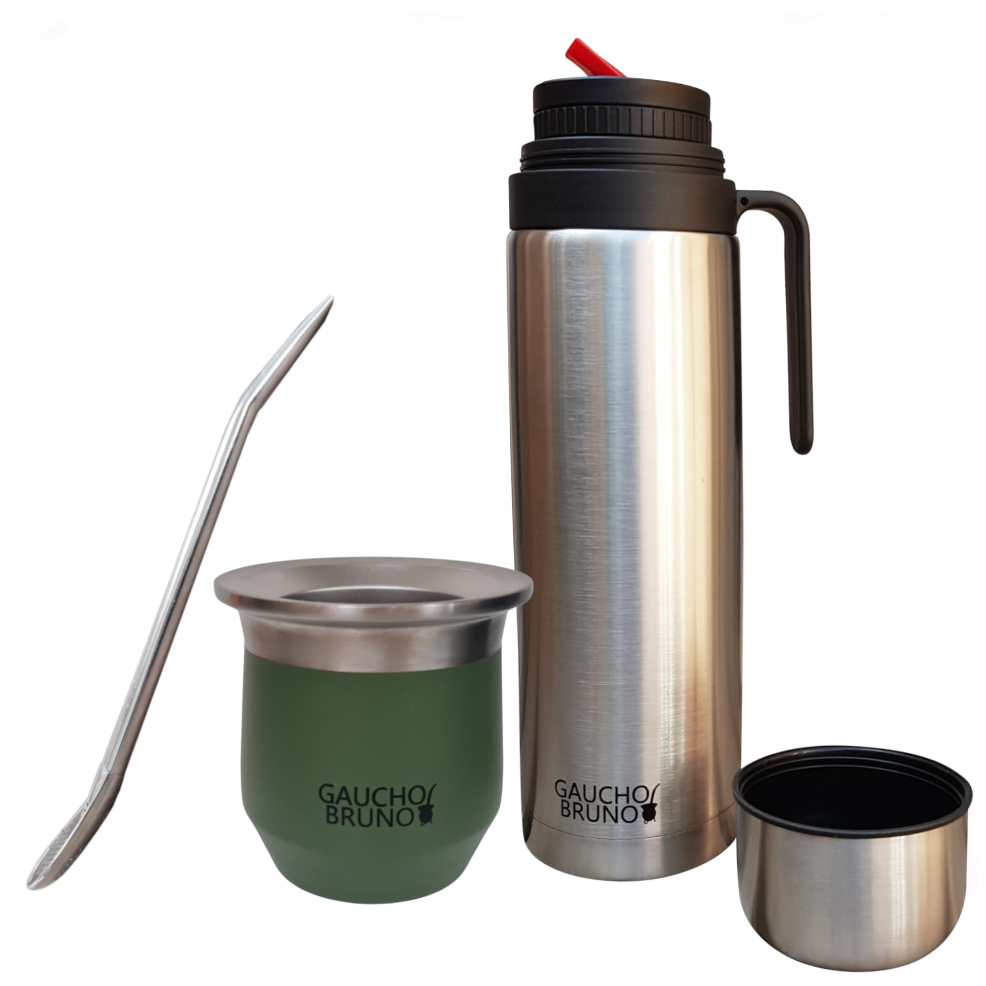 Stainless Steel Thermal Mate for Drinking Yerba Mate | Easy to Clean | Maintains Drink Temperature | with Bombilla | and 1 Litre Flask with Iconic Precision Pour Spout pico Cebador
