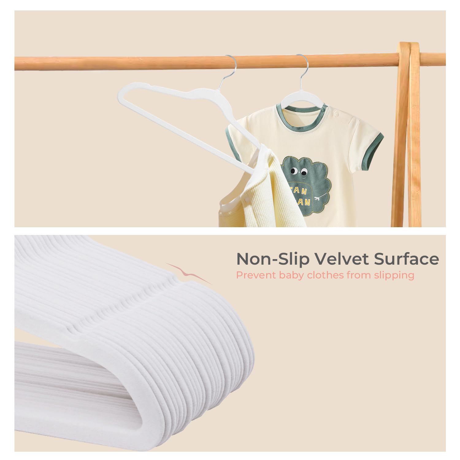 ManGotree Kids Velvet Hangers, Non-Slip Children's Clothes Hangers, Space Saving Schoolchild Hanger with Swivel Hook - Image 4