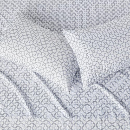 Image of Amazon Basics Ultra-Soft Lightweight Microfiber 4-Piece Bed Sheet Set with Flat Sheet and Fitted Sheet, Polyester, Machine Wash, Queen, Aqua, Printed