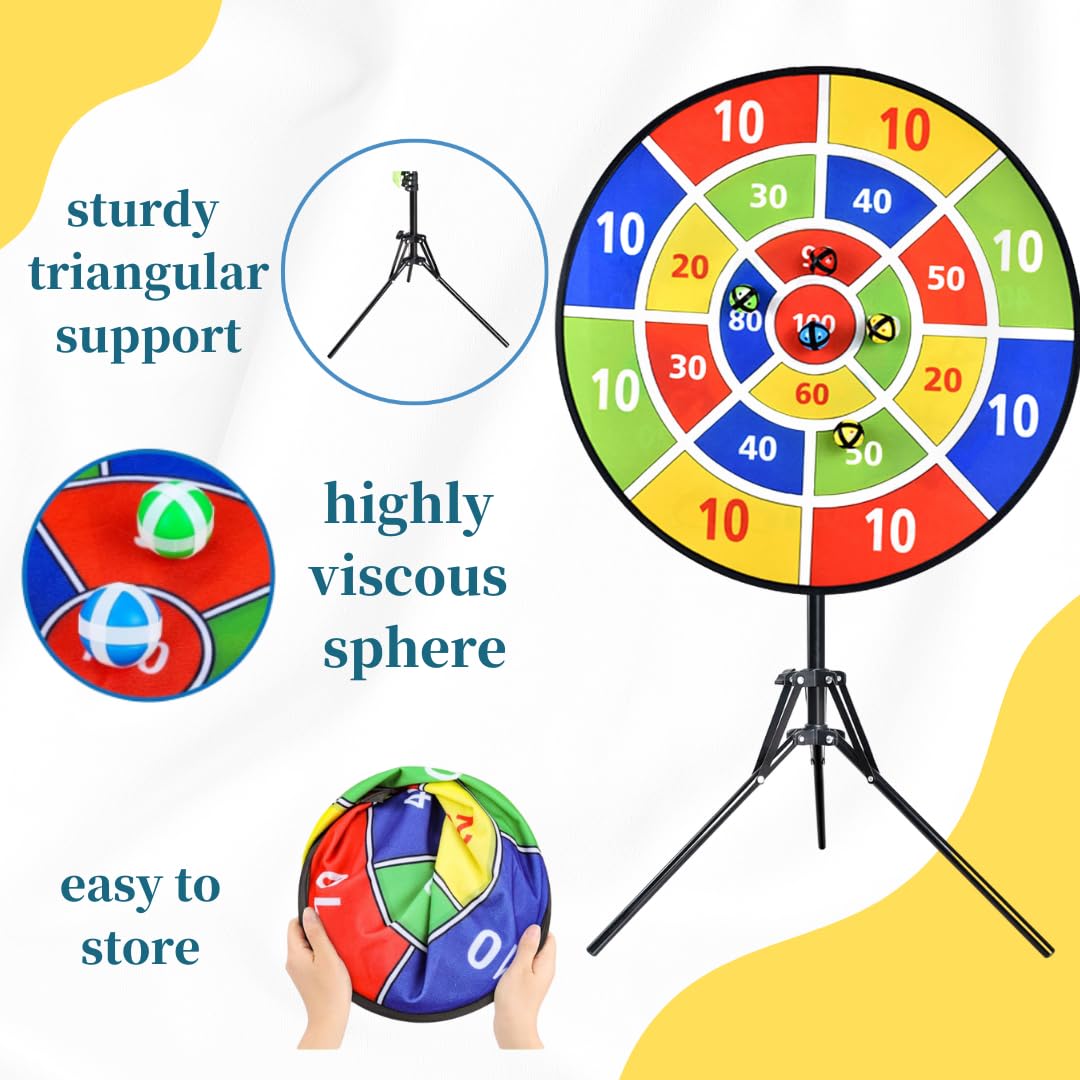 Large Dart Board for Kids Kids Double-Sided Dart Board with 12 Pcs Sticky Balls and Darts - Image 2