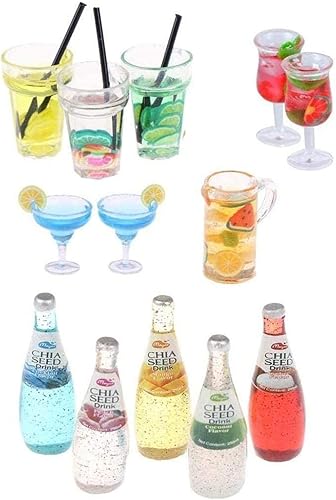 13 vasos de cóctel coloridos 112 para beber, jugo, té, bebida, frasco, juguetes, simulación, copa de vino, modelo para casa de muñecas, juguete en