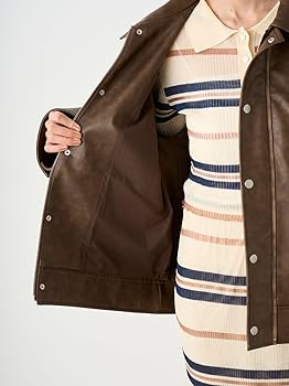 SNIDEL レザー ジャケット ブラウン Amazon | [スナイデル] フェイクレザーブルゾン SWFJ244130BRW0