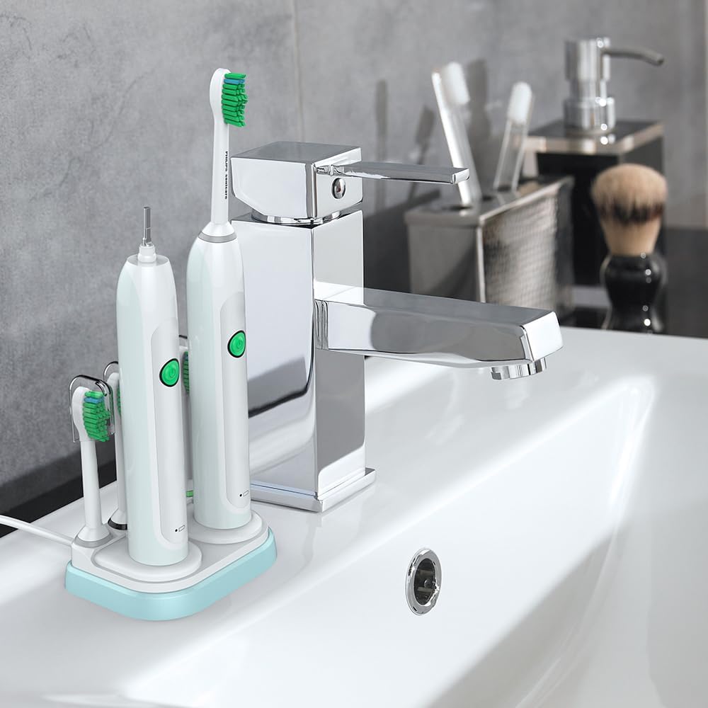 ANOTION Portaspazzolino postura, portaspazzolino elettrico, compatibile con Sonicare per 2 spazzolino elettrico e 4 testine di ricambio