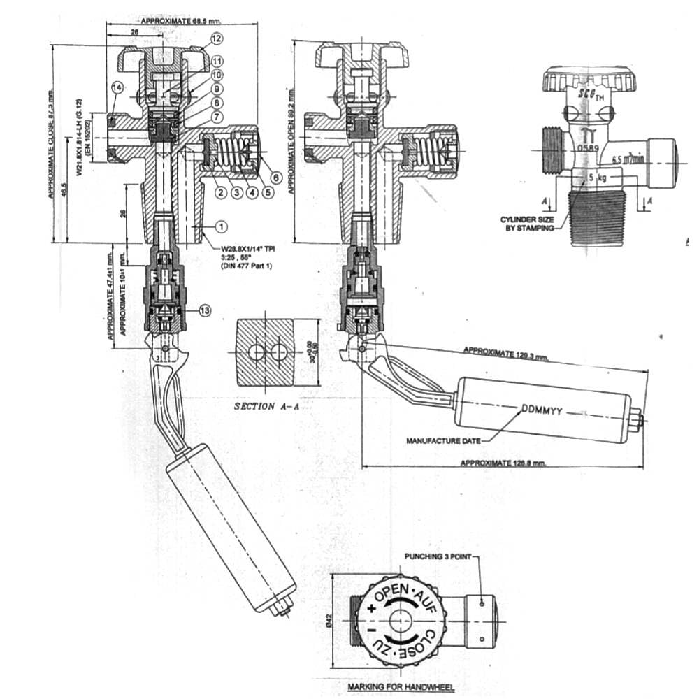 Bouteille de gaz rechargeable en composite de 24,5 litres avec valve OPD à 80% – 21,8 mm G12 (valve simple) – 5,5 kg (58 cm sur 31 cm de diamètre)