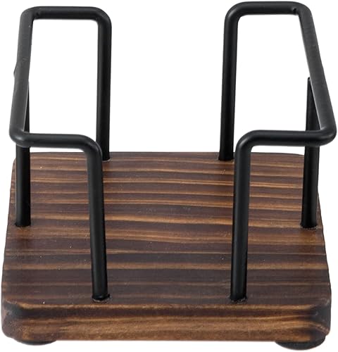 Miniatura 6 de MyGift Moderno rústico quemado de madera maciza e industrial de alambre de metal negro mate, soporte de cubo de notas adhesivas, escritorio de