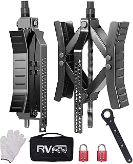 RVPNR217B RV Wheel Chock Stabilizer,Camper x chocks Travel Trailer, Wheel Chocks for Travel Trailers, Tire chocks rv Trailer (2 Packs) with Ratchet and Password Locks (Black)