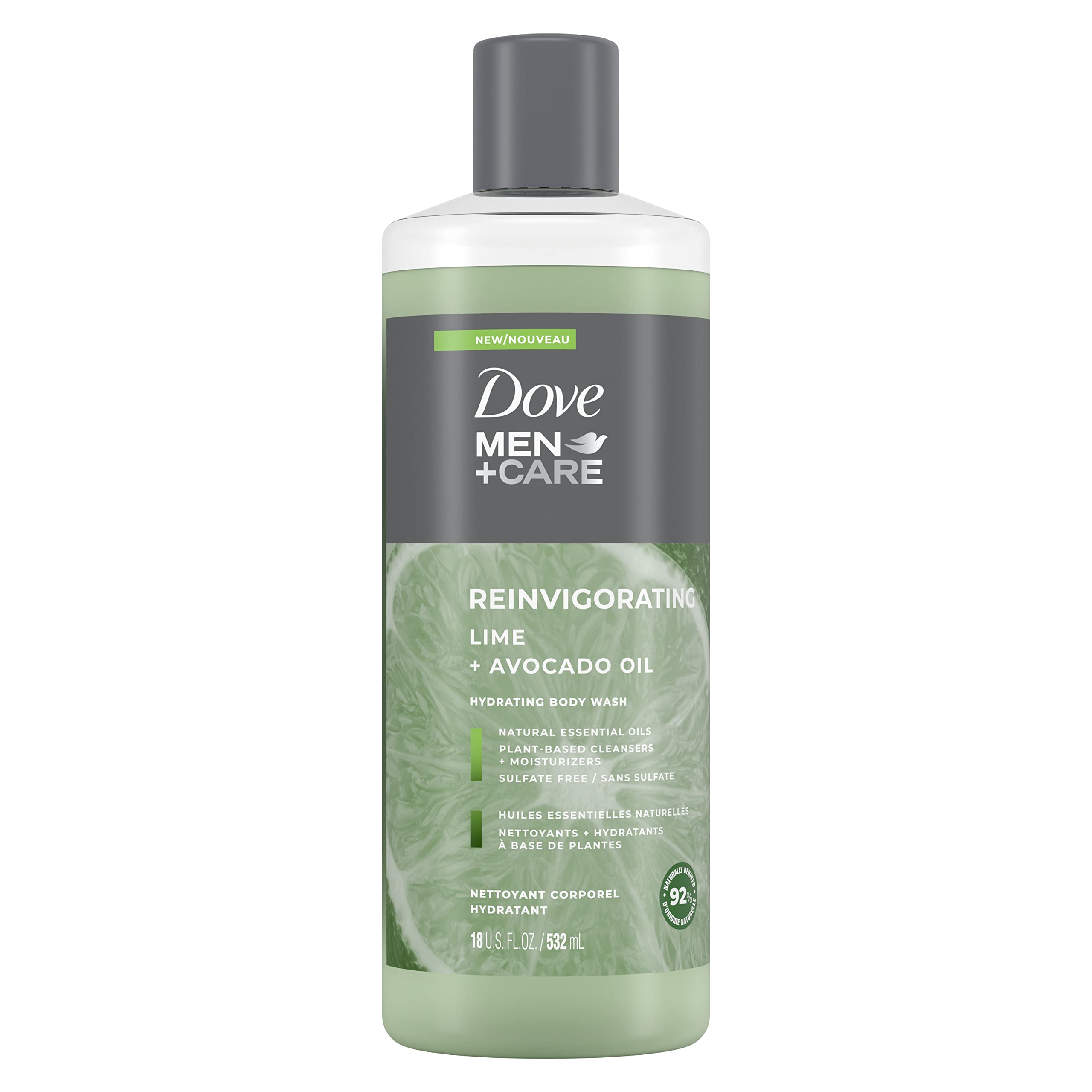 Dove Men+Care Lime + Avocado Oil Body Wash, 18 Fl Oz (532 mL)