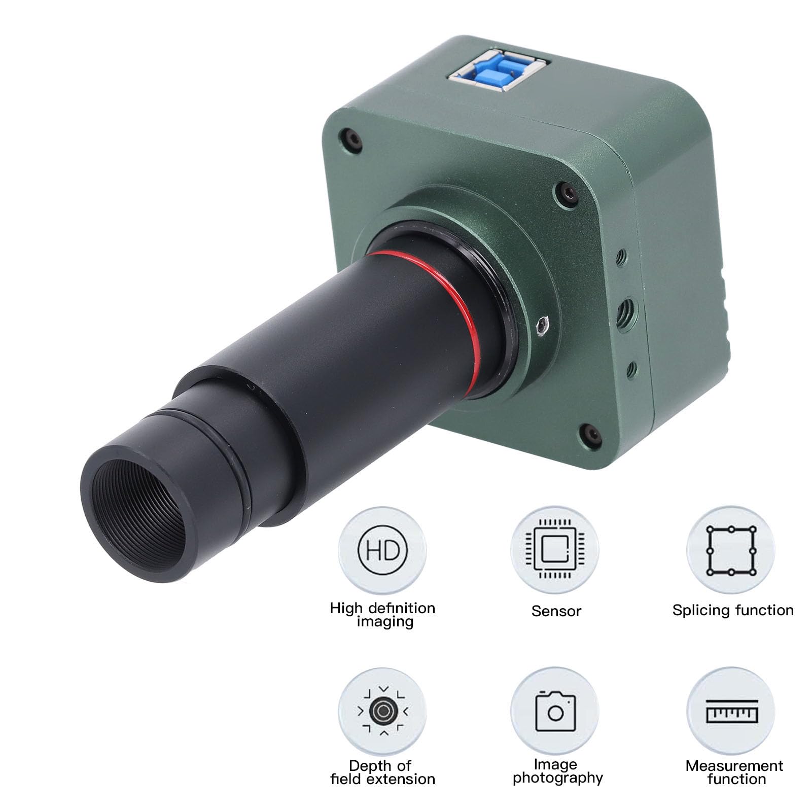 CHICIRIS Kamera z Mikroskopem Elektronicznym 4K Cyfrowy Okular 8 MP dla Studentów i Profesjonalistów z Obiektywem 0,5X i Adapterami 30 Mm