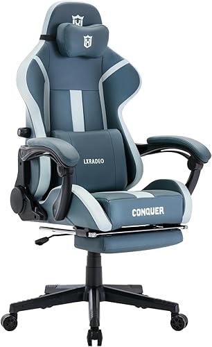 Silla de oficina para videojuegos, silla ergonómica con soporte lumbar ajustable interior, estilo carreras, silla reclinable retro de piel sintética