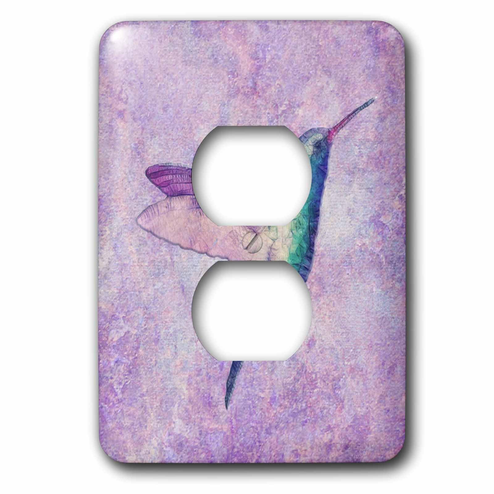 Colibri abstrait style multicolore éclatant sur plaque double prise 3dRose