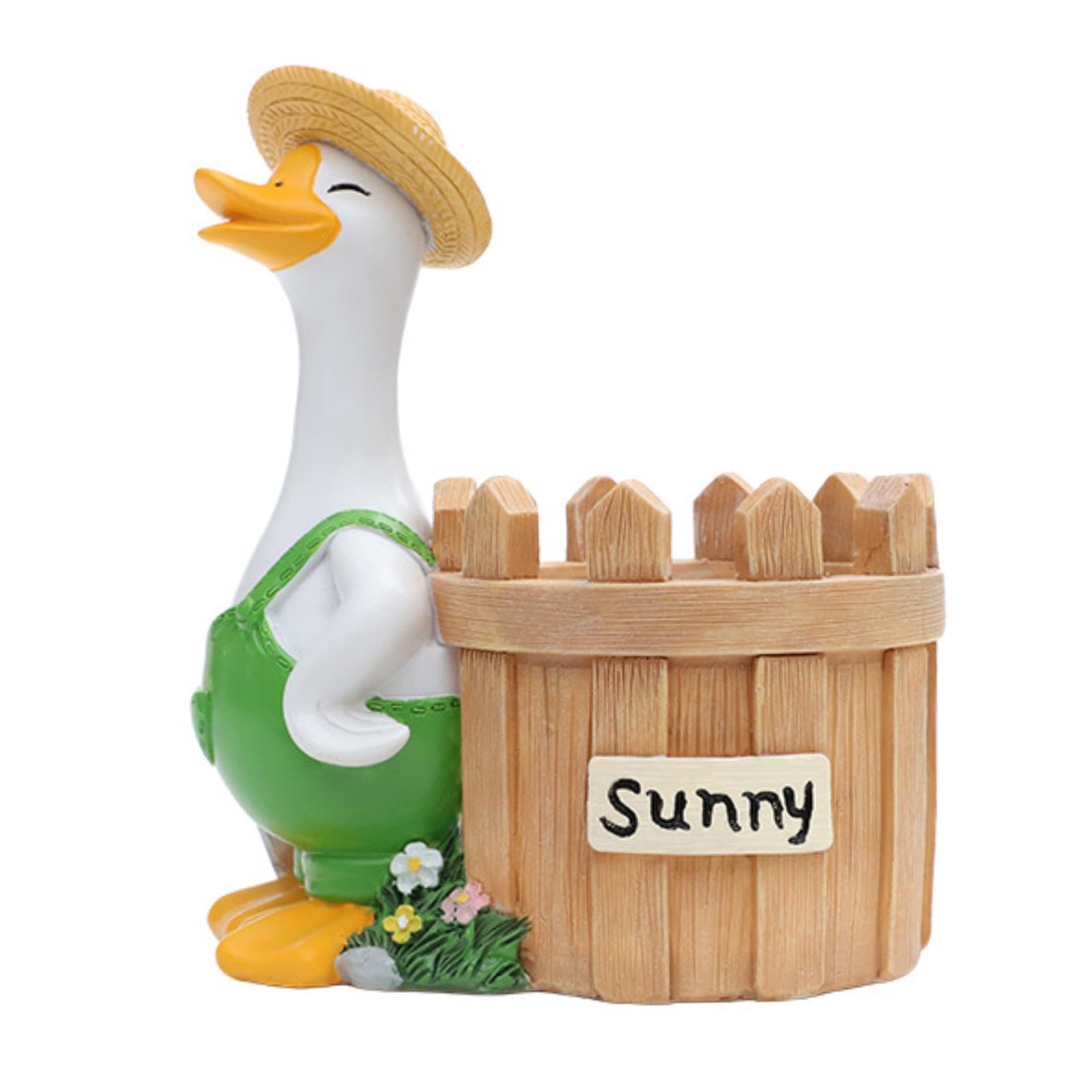 Goose Planter Pot Fioriera Vaso Ornamento Contenitore Resina Piccolo per Tavolo Scaffale Esterno Adatto a Regalo Decorazione, 12x8x15 Cm