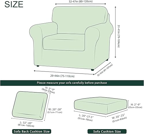 Miniatura 4 de CHUN YI Funda para sofá de 3 piezas, funda elástica de 1 plaza con un respaldo separado y cojín con banda elástica, tela de pata de gallo (verde