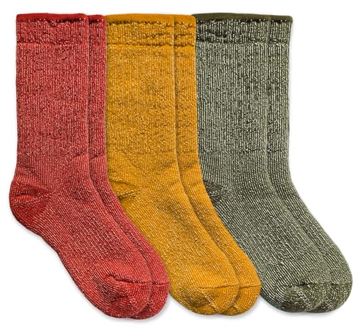 Jefferies Socks Mens Womens Merino Wool Cushion Mid Calf Boot Socks 3 Pair Pack (as1, alpha, l, regular, regular, Rust/Mustard/Olive)