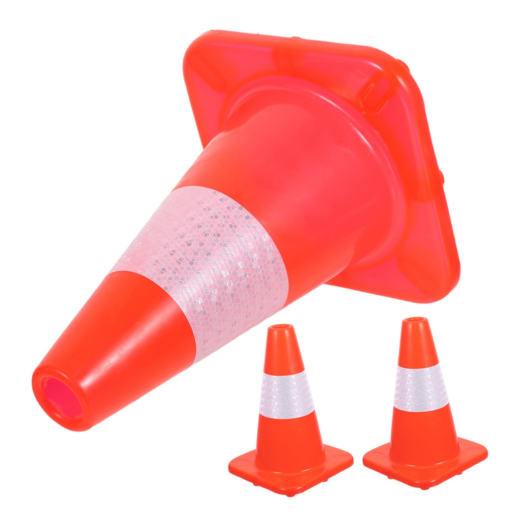 ABOOFAN 3 Pièces Cône de Sécurité Orange en Plastique Résistant aux Intempéries avec Haute Visibilité pour Piétons et Véhicules en Situation d'urgence en Parking
