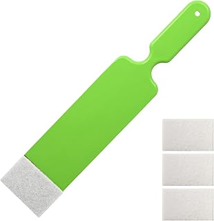 Long Grip Handle Auto Bulldozer Squeegee for Window Tint Film Installing, Mini Scrubber Scraper for Car Vinyl Wrap Rear Window Glass Cleaning, 1 PC Paddle Squeegee with 3 pcs Extra Felts