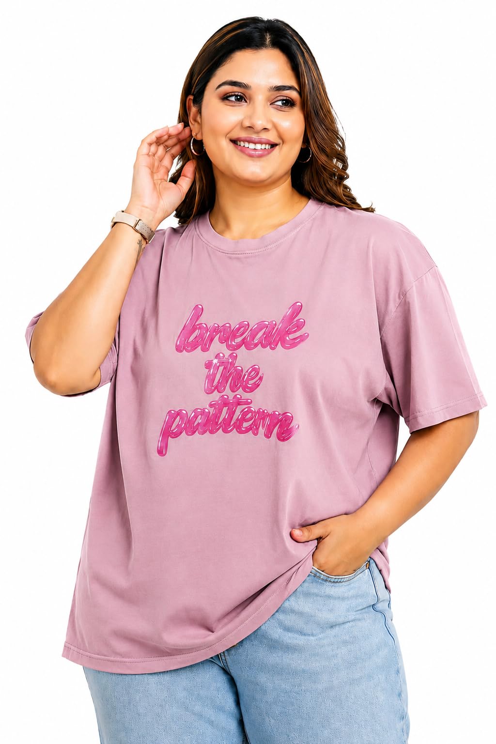 cupid Women's Oversize Fit Plus Size Cotton Printed T-Shirt Baggy Fit Round Neck Half Sleeve Casual Graphic Tee Soft Breathable Cotton Top for Woman & Girls Everyday Wear-picture-11