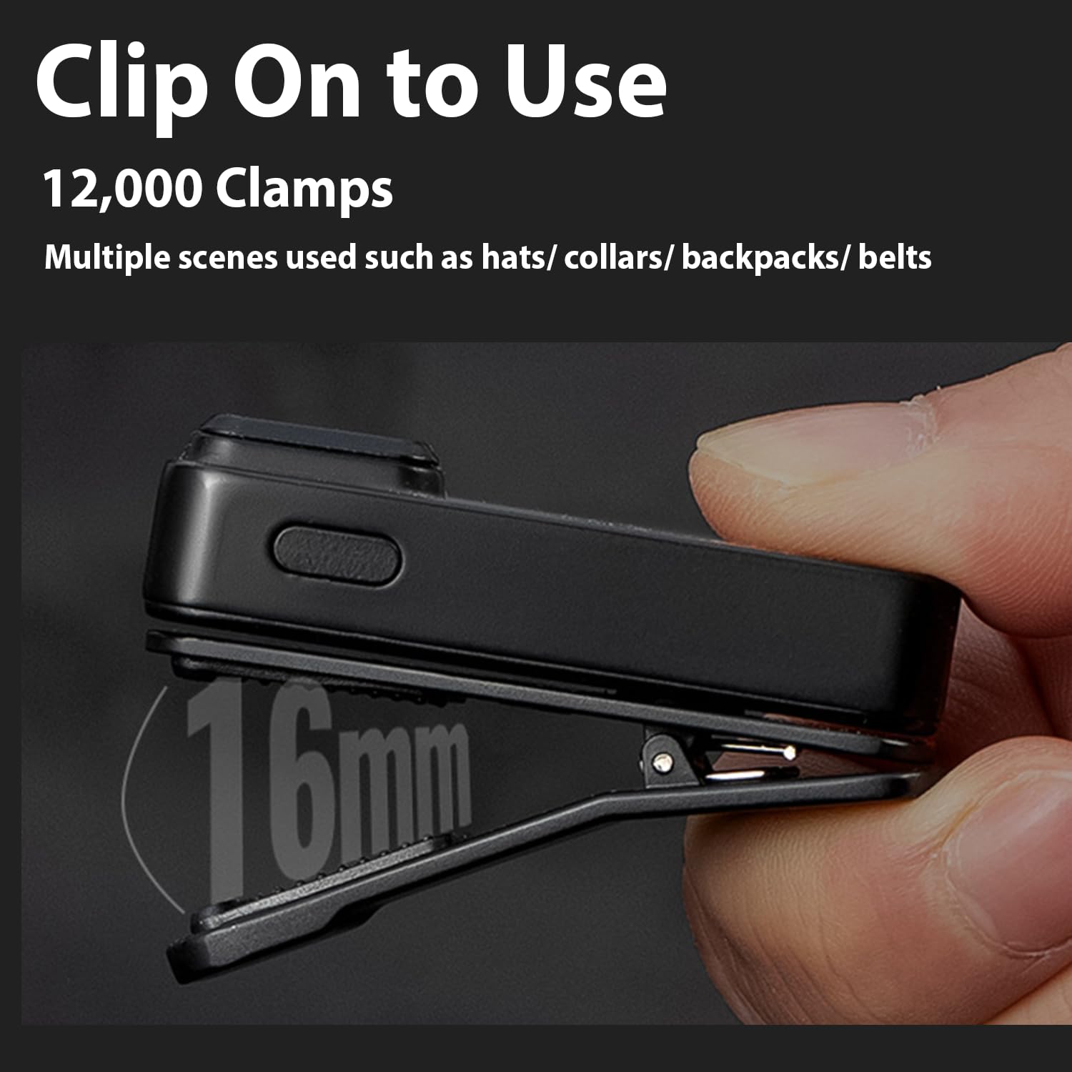 DUOJIN Waterproof Led Clip Torch TypeC Rechargeable Hand Free Pocket Torch 6 Lighting Modes 3 Brightness Levels Headlamp for Cycling Hiking Camping Walking Pets - Image 4