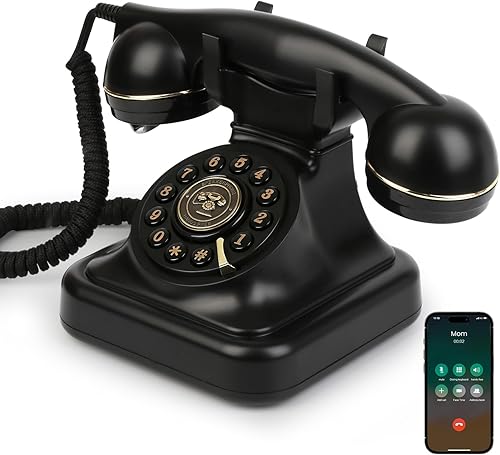 Miniatura 7 de Sangyn Teléfono retro Bluetooth con altavoz, teléfono fijo Bluetooth, teléfono doméstico Bluetooth con alimentación recargable USB, llamadas manos