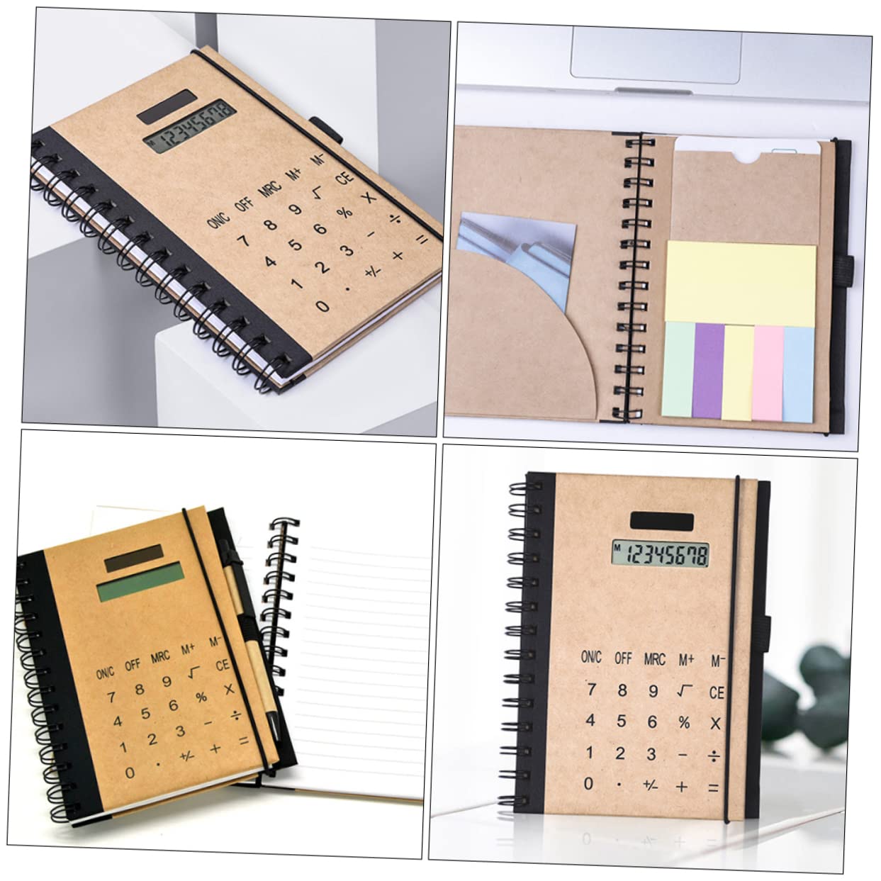 OKUMEYR Creative Travel Notepad with Solar Calculator Notebook for Students Professionals for Office Study and Journey Recording