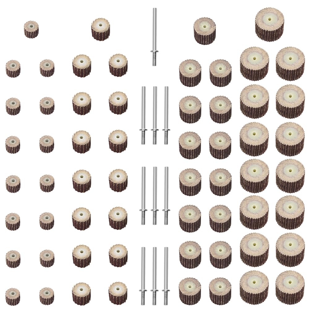 Buy 60PCS 10/12/15/20mm Diameter ed Flap Wheels with 1/8 Inch Mandrel