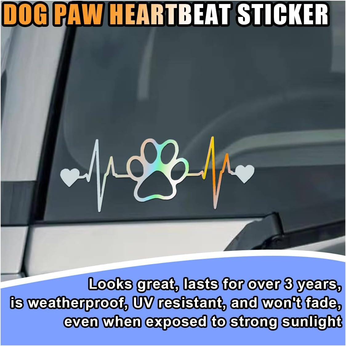 Dog Paw Heartbeat Car Sticker Decal, Vinyl Waterproof Car Decal, Cute Bumper Sticker Car Interior Accessories Decoration Universal for Car Truck Wall Cup Tumbler Laptop (Colorful) - Image 4