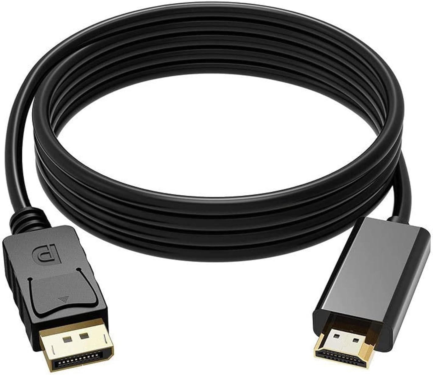 DP to HDMI Cable- 1.8M DisplayPort to HDMI Adapter Cord- One-Way DP to HDMI Video Cable for PC, Laptop, Monitor, Projector, HDTV 4K@ & 1080P- Black- 1 Pc