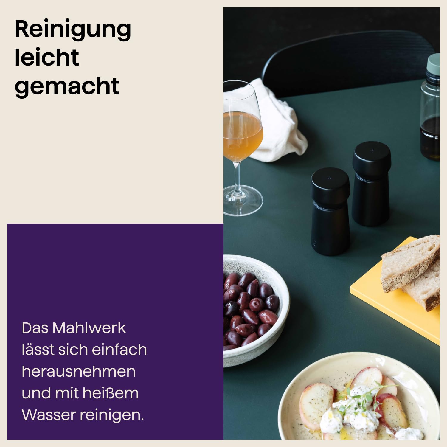 Crushgrind Amsterdam Gewürzmühle mit Keramikmahlwerk | 2er Set | Buchenholz | Salz und Peffermühle mit verstellbarem Mahlgrad | aus hochwertigen, nachhaltigen Materialien | 2x Schwarz (110 mm) | 11 cm - Keramikmahlwerk mit verstellbarem Mahlgrad - Für Sal