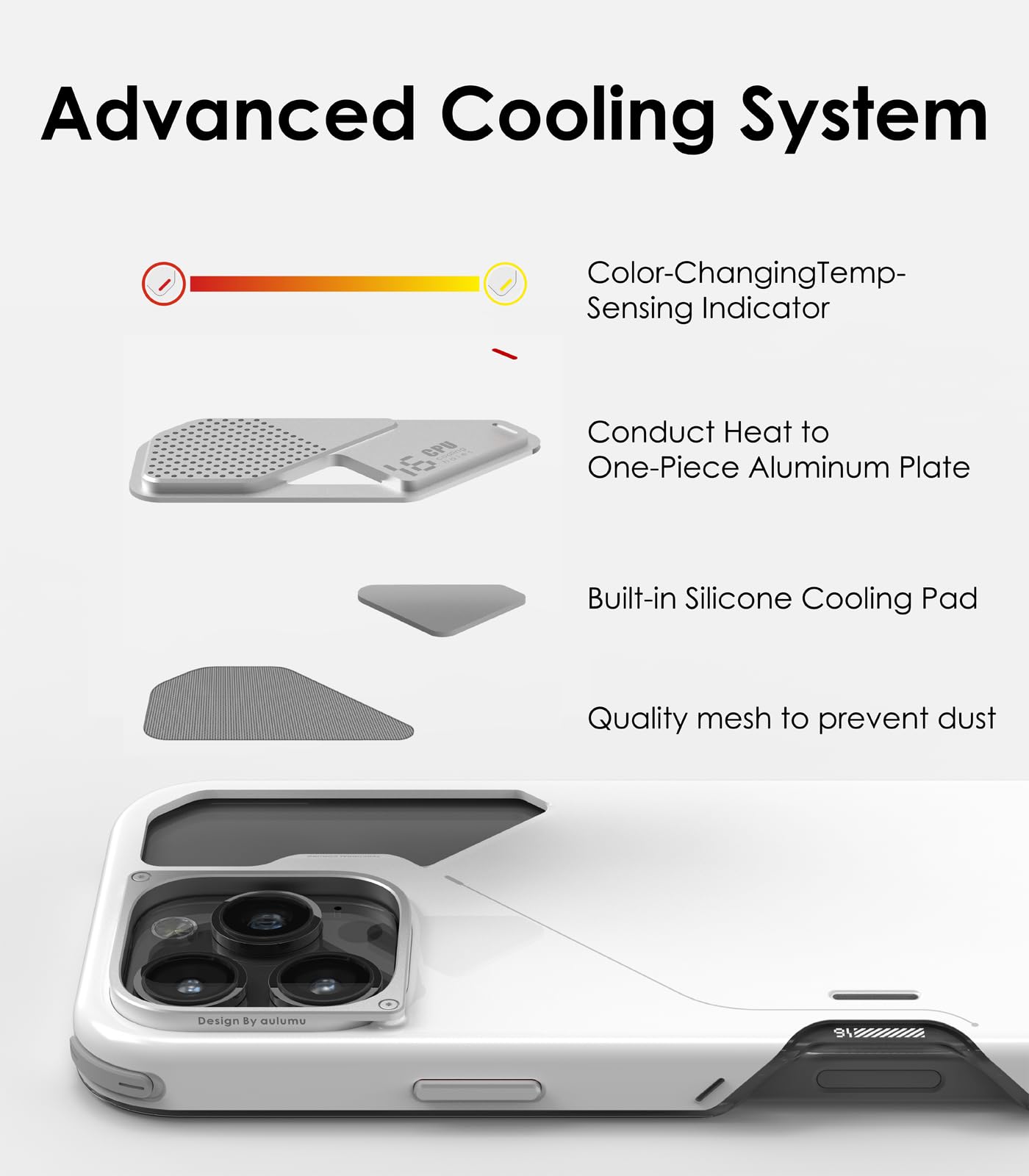 Aulumu A16 Prueba Golpes Funda para iPhone 16 Pro MAX | Refrigeración Real | Marco de Cámara de Aleación de Aluminio | Protección Compuesta de Múltiples Capas - Marrón Amarillento