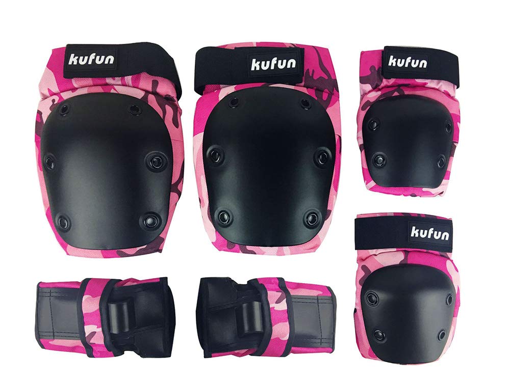 Adulto/Niño Rodilleras Codo Almohadillas Protectores De Muñeca 3 En 1 Equipo De Protección Conjunto para Multi Deportes Skate En Línea De Patinaje sobre Ruedas Ciclismo Bicicleta Moto,Pink,M