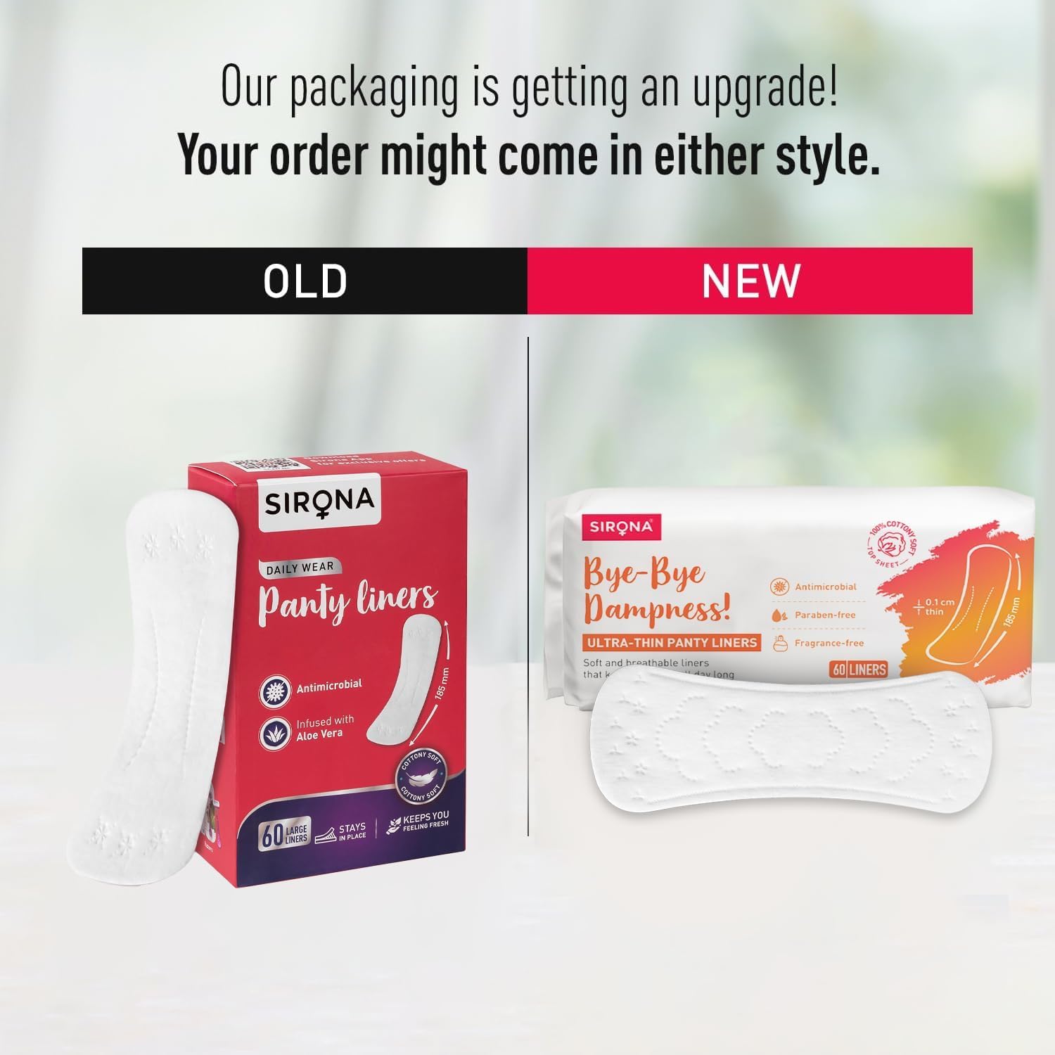 Sirona Dry Comfort Daily Use Panty Liners for Women - Large, 60 Liners (Pack of 2) | Soft Cottony Panty Liner Pads for Women with 8 hours Protection