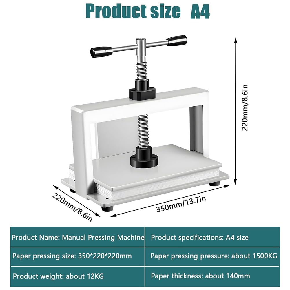 Presse À Papier Manuelle Avec Poignée, Machine De Presse À Reliure Portable, Machine D'aplatissement De Reliure Robuste, Machine De Presse À Reliure Polyvalente,A4