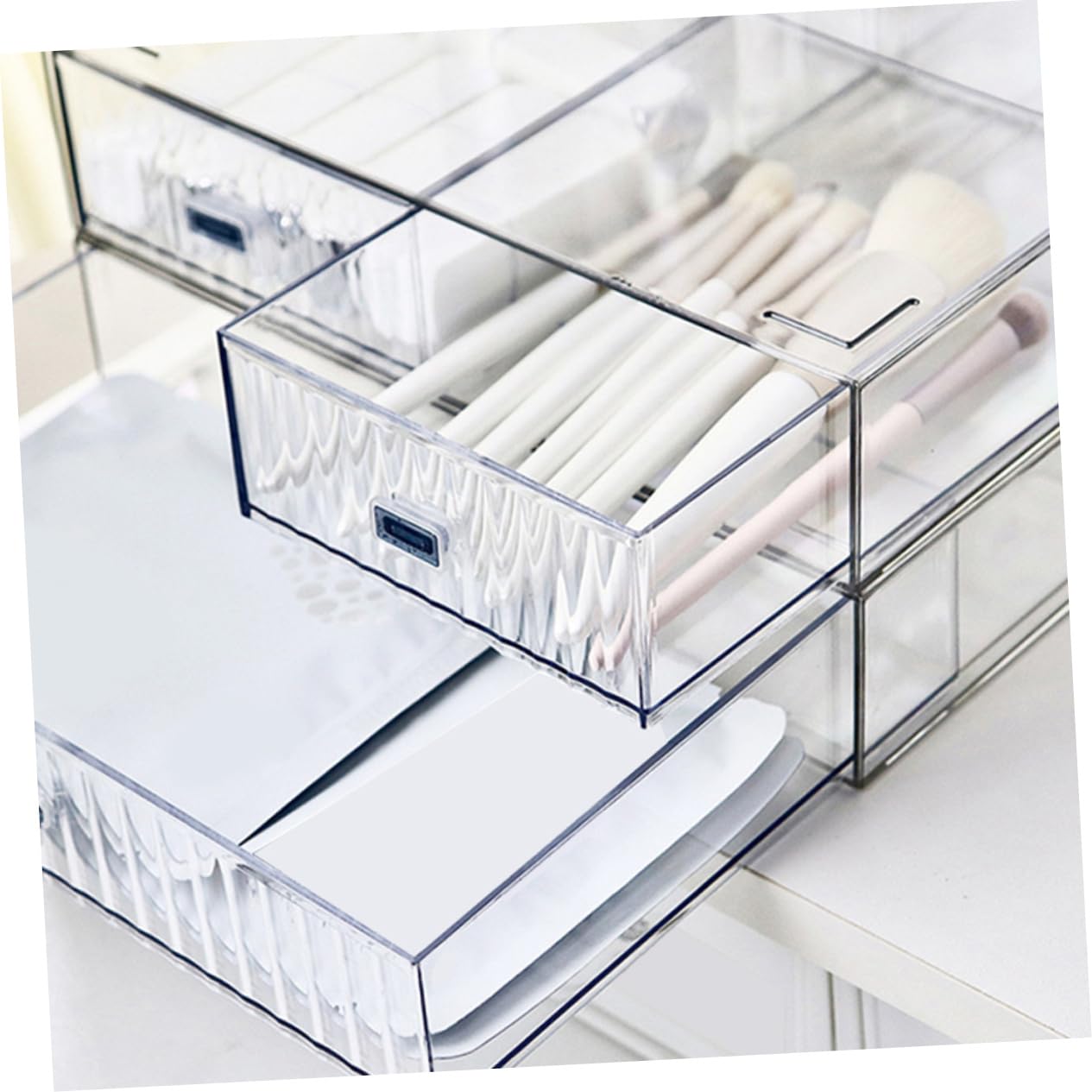 Organizador de Escritorio Transparente de Plástico 3 Piezas | Cajones Multicapa, para Borrar y Rotuladores, Uso en Escritorio y Hogar