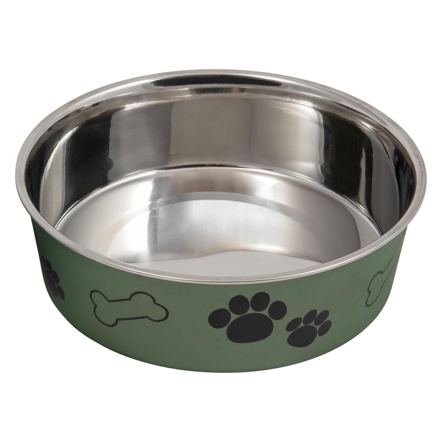 JACK AND VANILLA, Bon Appetit Stainless Steel Pet Bowl, Capacity 2000 ml, Ergonomic Design, Easy to Clean, Diameter 23 cm, Green