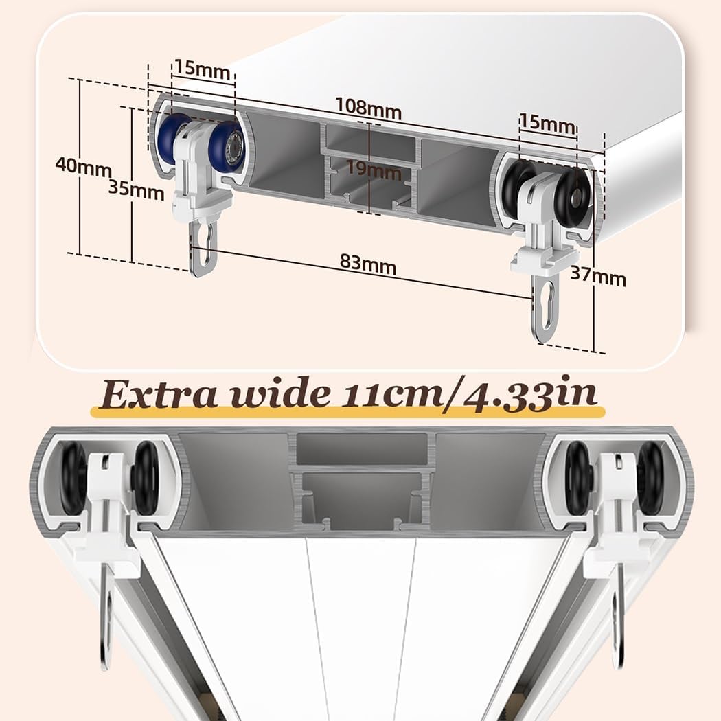 Heavy Duty Curtain Track Set 70-600cm Double Track Ceiling Mount, Easy To Install Aluminium Alloy Curtain Rail, Curtain Rails Drop Ceiling Curtain Track System(130CM (4.3FT))