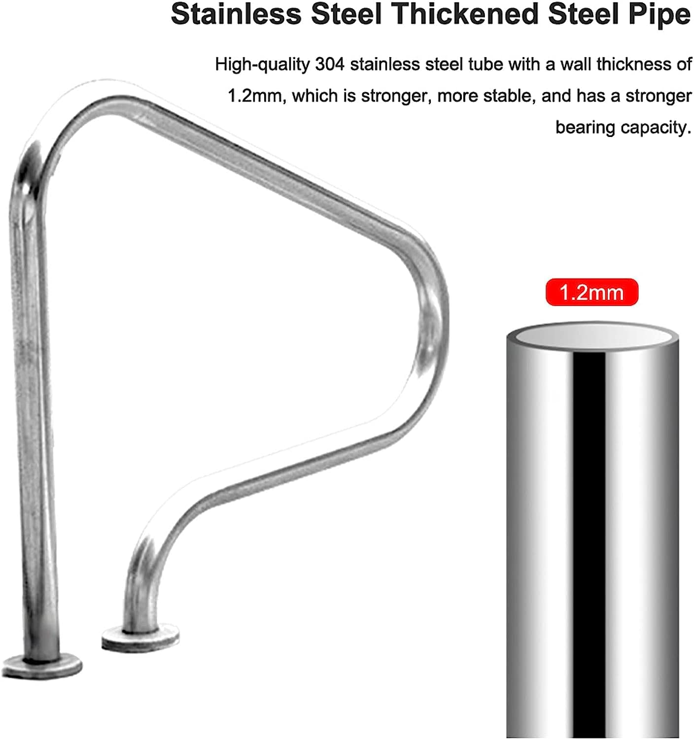 Barandilla de Seguridad para Piscinas, pasamanos, asideros, barandilla para Piscinas Interiores y Exteriores, barandilla de Acero Inoxidable 304 con Accesorios de Montaje.