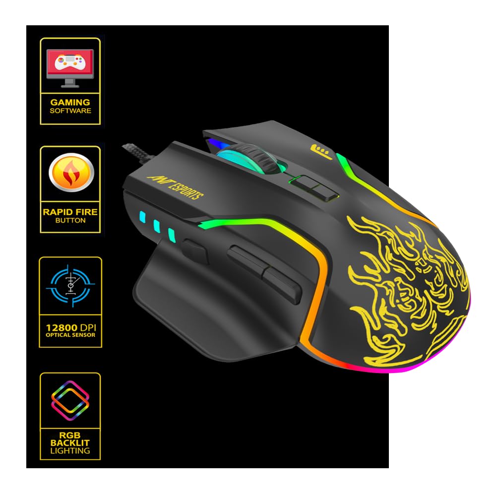 Ant Esports GM320 Fire Flare New Launch Limited Edition RGB Optical Wired Gaming Mouse | 8 Programmable Buttons | 12800 DPI I Ergonomic Design with Braided Cable – Black (B0DCSKB167) Amazon Price History, Amazon Price Tracker