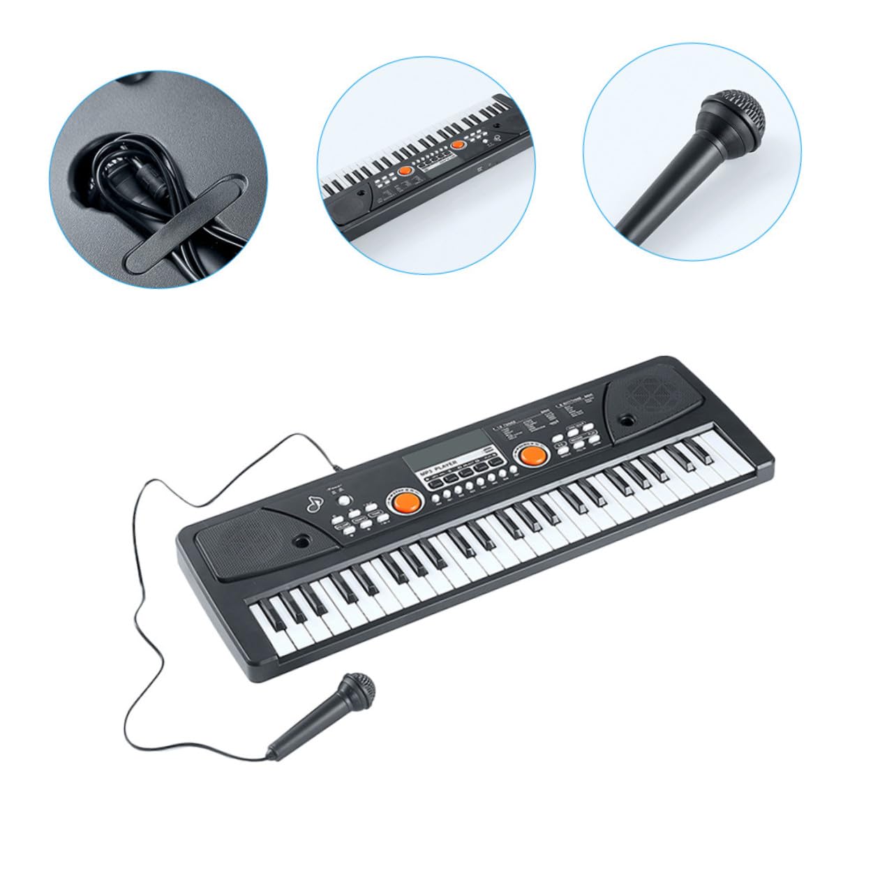 Piano Electrónico Infantil de Plástico de 49 Teclas con Micrófono Juguete Musical Educativo Multifuncional y Cumpleaños para Aprendizaje