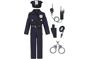 Kids Police Costume: Deluxe Police Officer Costume Cop Set for Halloween Cosplay Dress Up Costume
