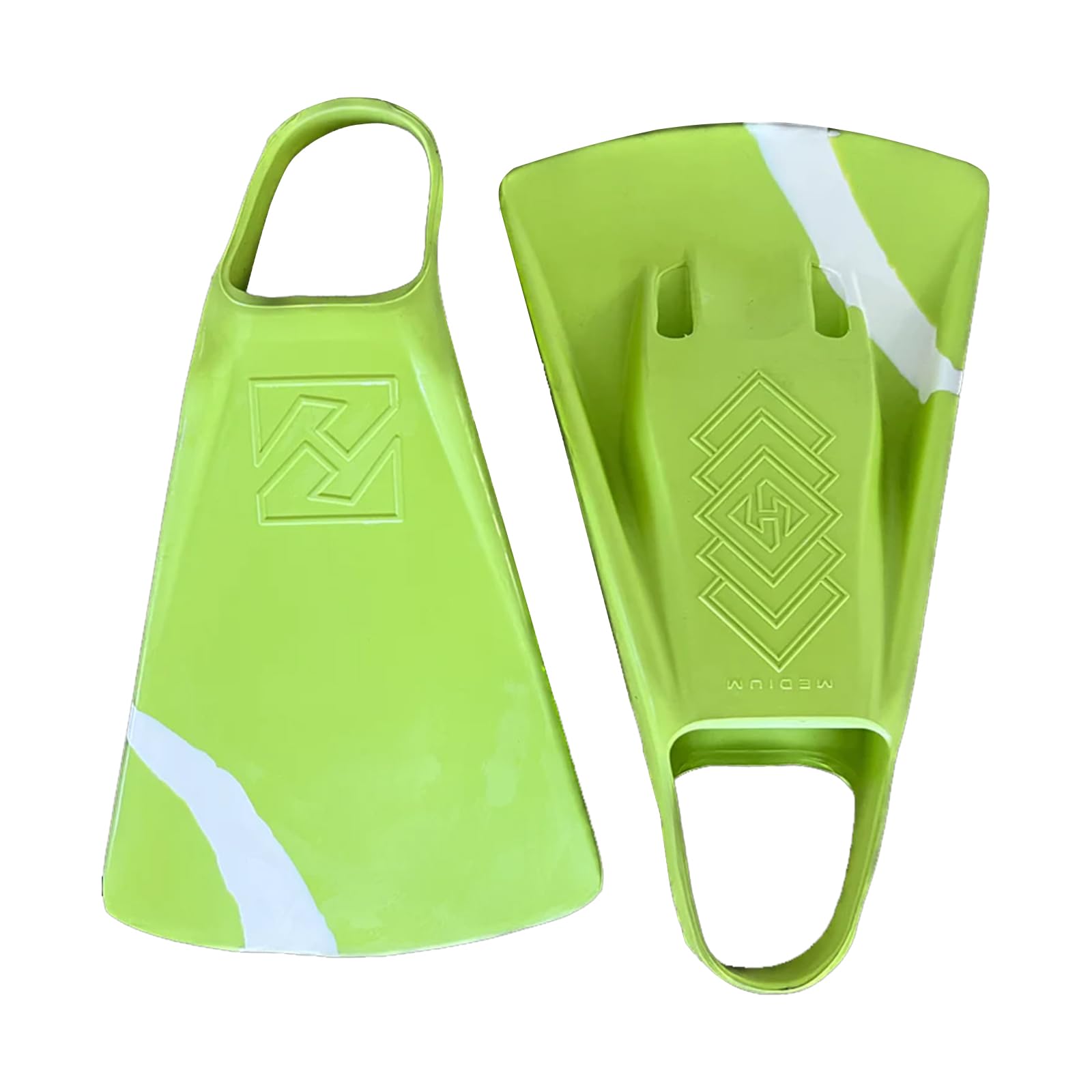 Hubboards Dubb Zero Bodyboarding & Dropknee Swimfins - Lime Green/White - M