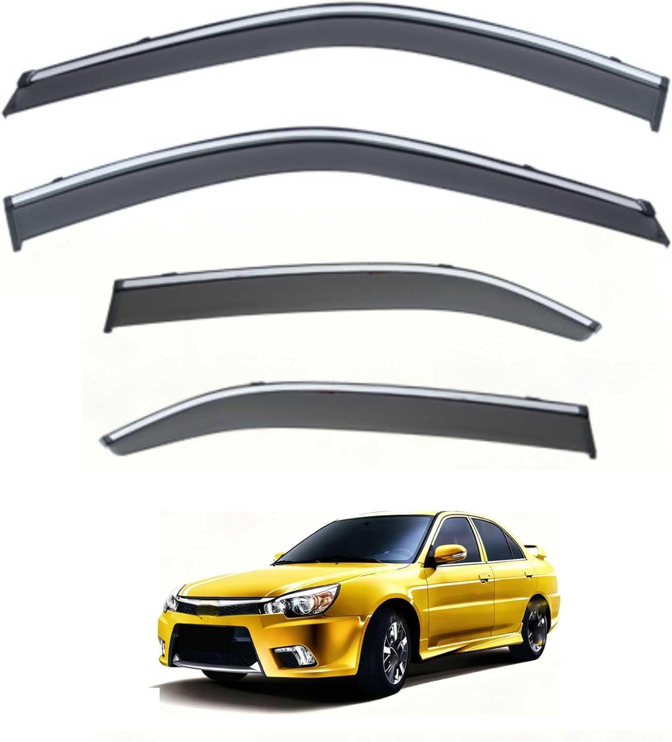 liufangfc Wind Deflectors for Southeast V3 Lingyue MK1 2008-2019 – 4pc Tape-On Smoked Visors, Weatherproof, Anti-Salt/Snow, Low-Noise