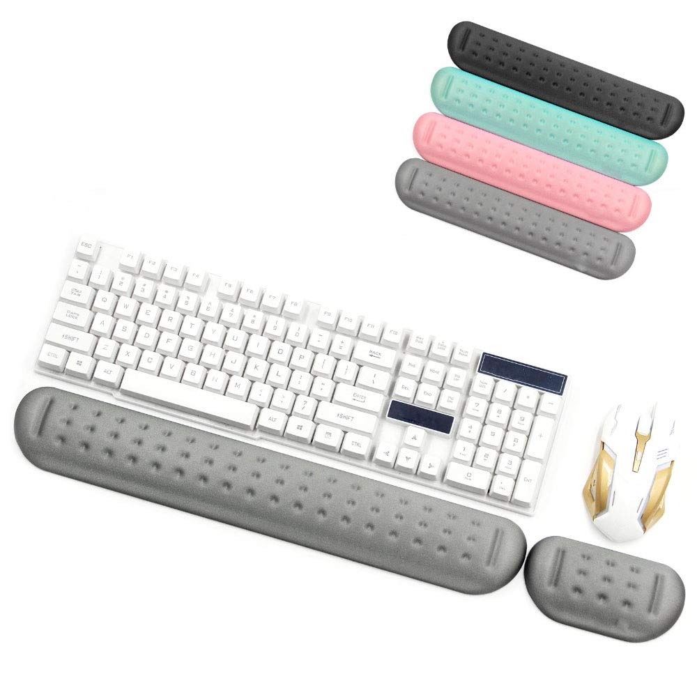 Ergonomisches Handgelenkauflage-Set aus Memory-Schaum mit rutschfester Unterseite für komfortables Tippen und Mausgebrauch