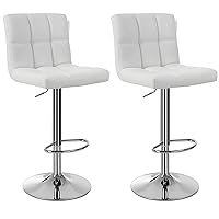 SONGMICS Set di 2 Sgabelli da Bar o Cucina in Similpelle, Regolabile e Girevole a 360°