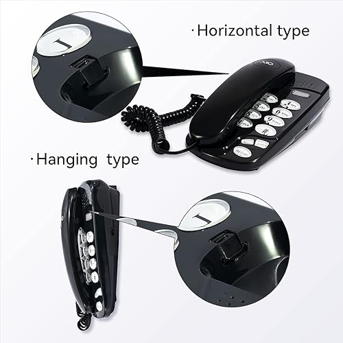 Miniatura 2 de Teléfono de pared de estilo antiguo, ajusta libremente el volumen del teléfono fijo, teléfonos fijos de diseño retro clásico para el hogar,