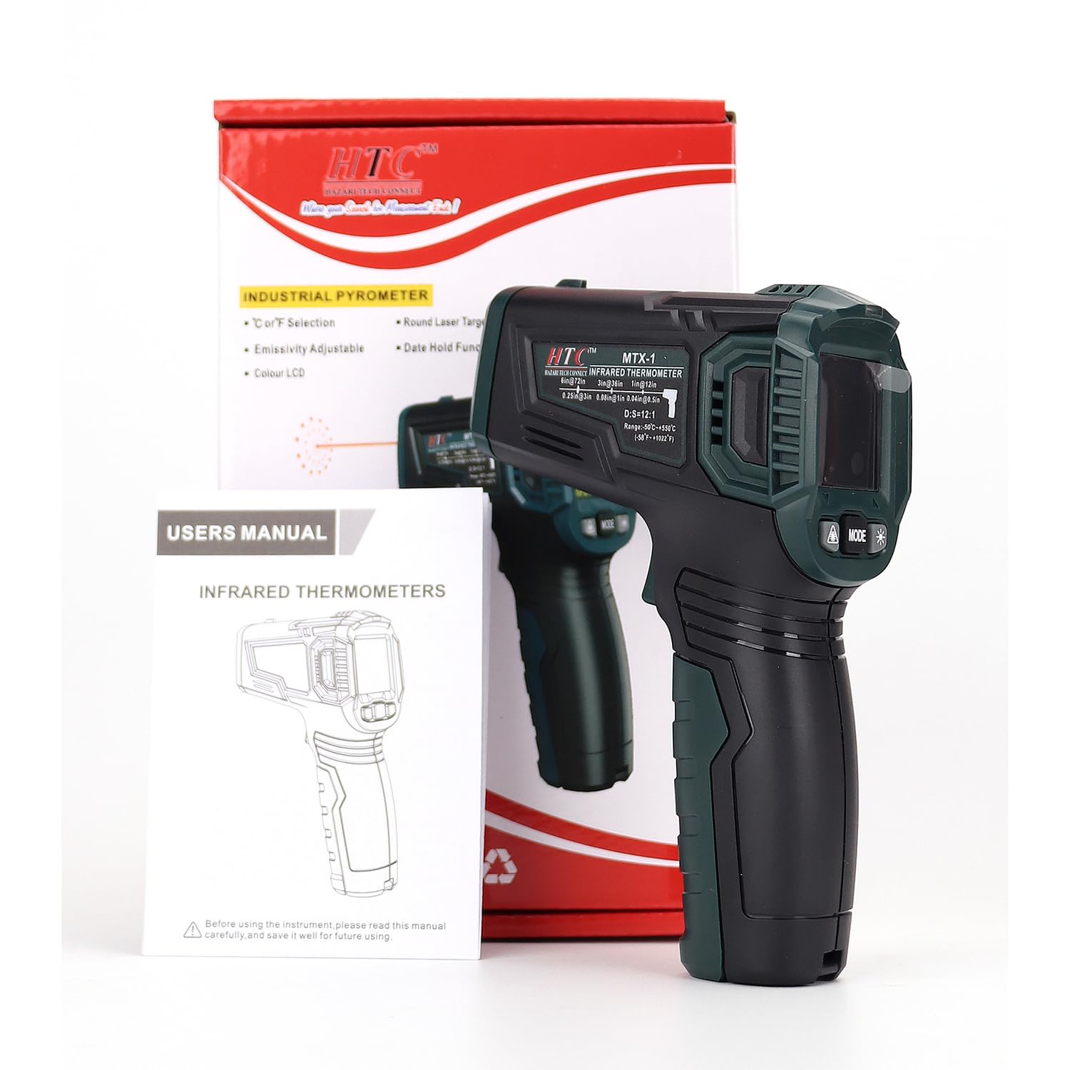 NAAFIE HTC Instruments Digital Infrared Thermometer at -30 ®C to , 550 ®C 2